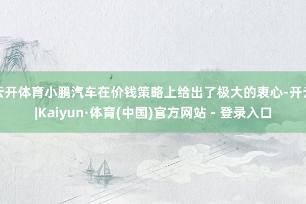 云开体育小鹏汽车在价钱策略上给出了极大的衷心-开云|Kaiyun·体育(中国)官方网站 - 登录入口